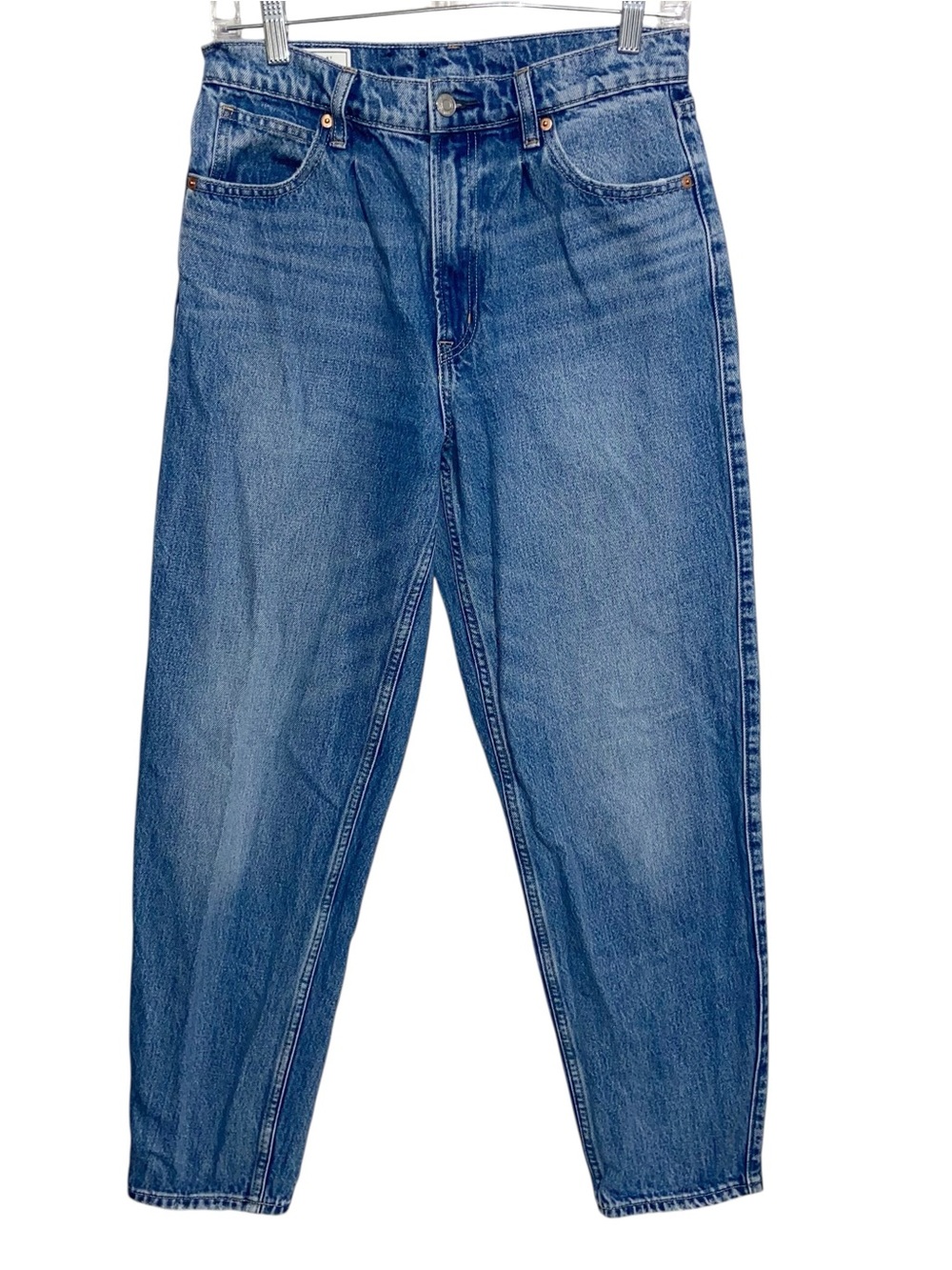 Gap Jeans Womens Size 27/4 Tall Barrel Jean High Rise 100% Cotton Pockets Blue